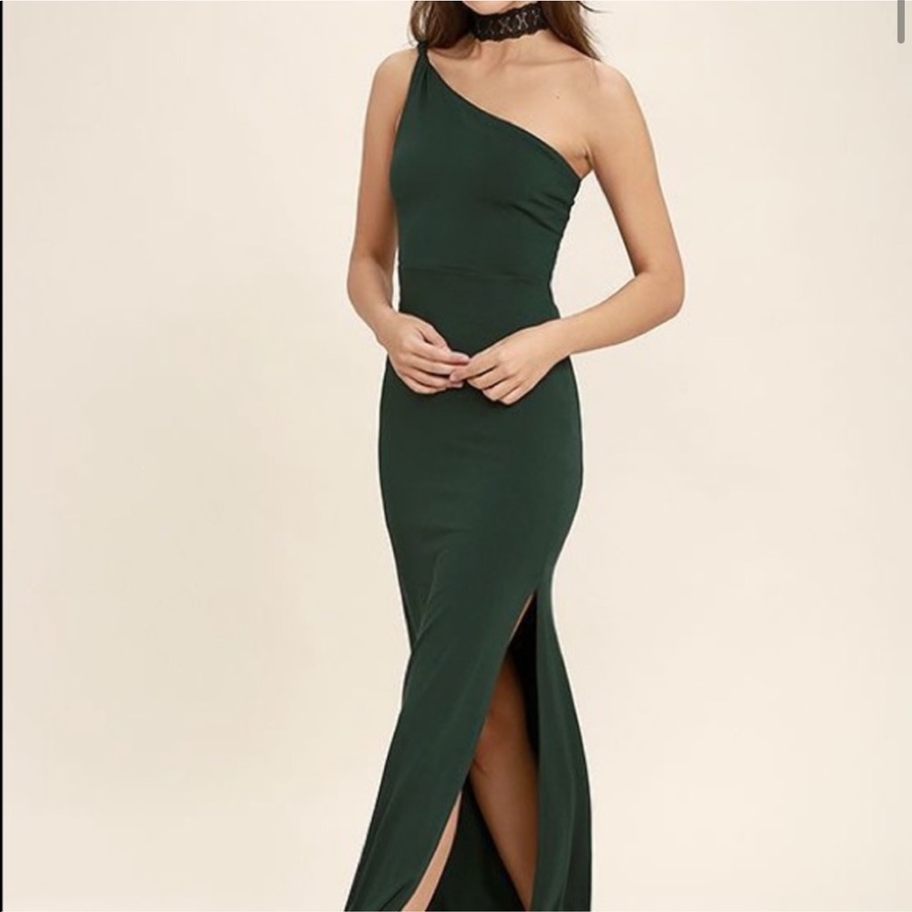 Lulu’s Face to Face Green one shoulder maxi